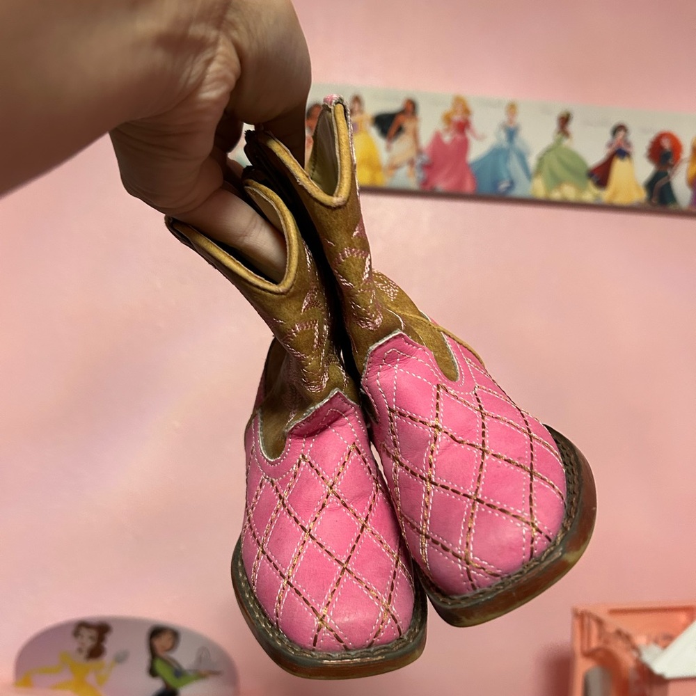 Pink and Brown Quilted Baby Boots